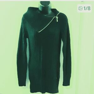 Guess Sweater Dress Asymmetrical Zipper Black Medium